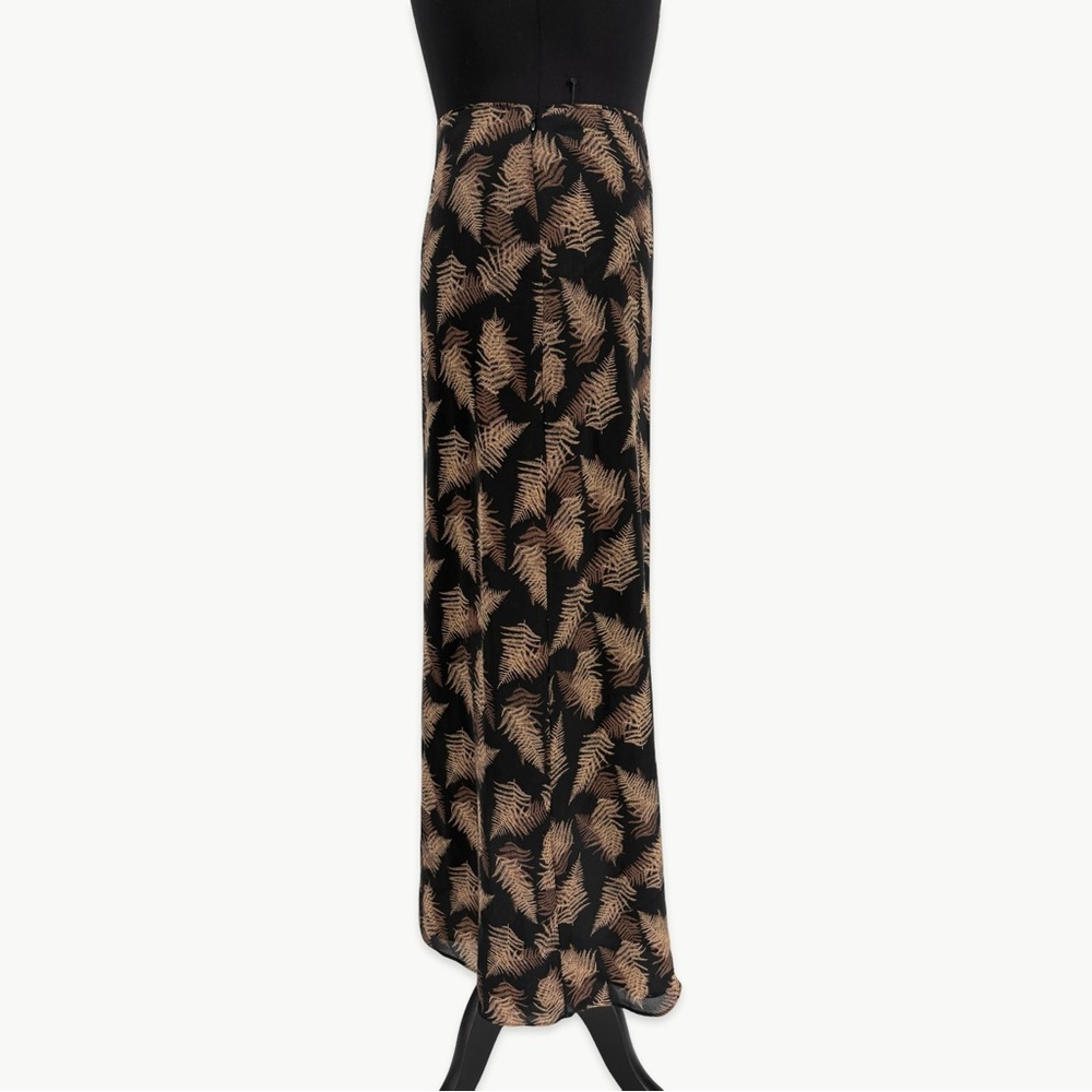 Vintage Calvin Klein Silk Maxi Skirt Bias Cut 90s Minimalist Size 4 Black Tan - Picture 7 of 16